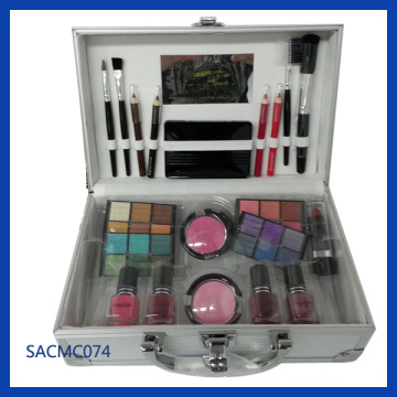 Silver Striped ABS Makeup Briefcase for Makeup Kit (SACMC074)